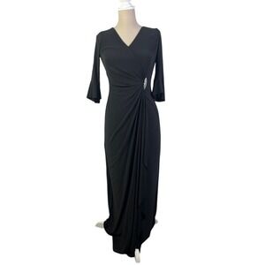Ralph Lauren Gown Whimsigoth Bell Sleeves Maxi Dress Rhinestone Detail‎ Black 8